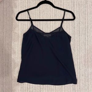 Navy silk crepe v neck camisole - size 0 / XS
